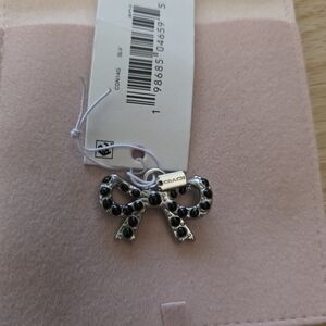 Coach Metallic Silver and Black Bow Charm